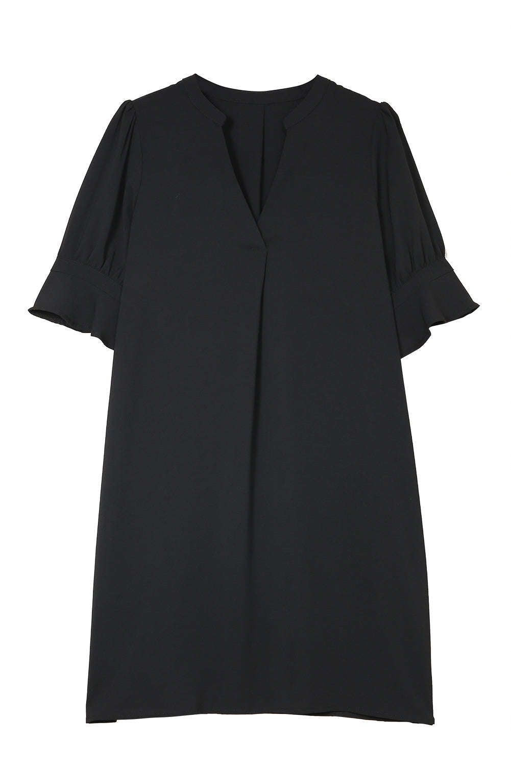 Navy Blue Split V Neck Short Sleeve Tunic Dress