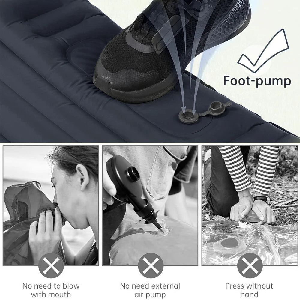 Ultralight Thicken Outdoor Inflatable Mattress with Built-in Pump