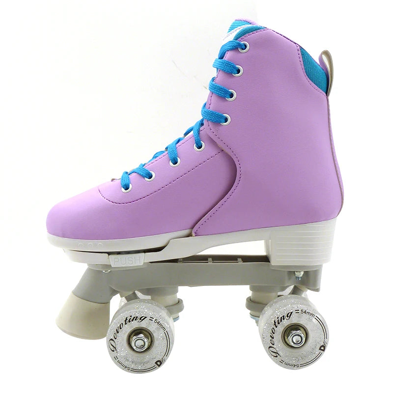 Kids Purple Quad Roller Dance Skates with Flashing Wheels