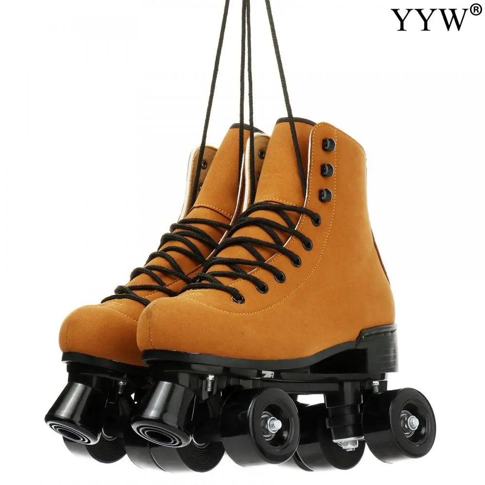 Beginner PU Leather Casual Quad Roller Skates