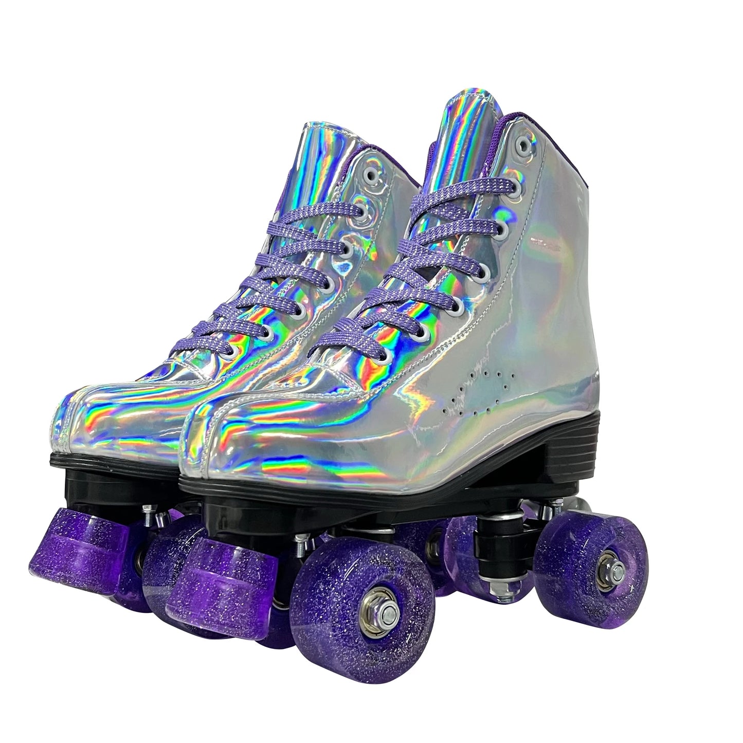Women's Retro PU Outdoor Leather Roller Skates with LED Wheels