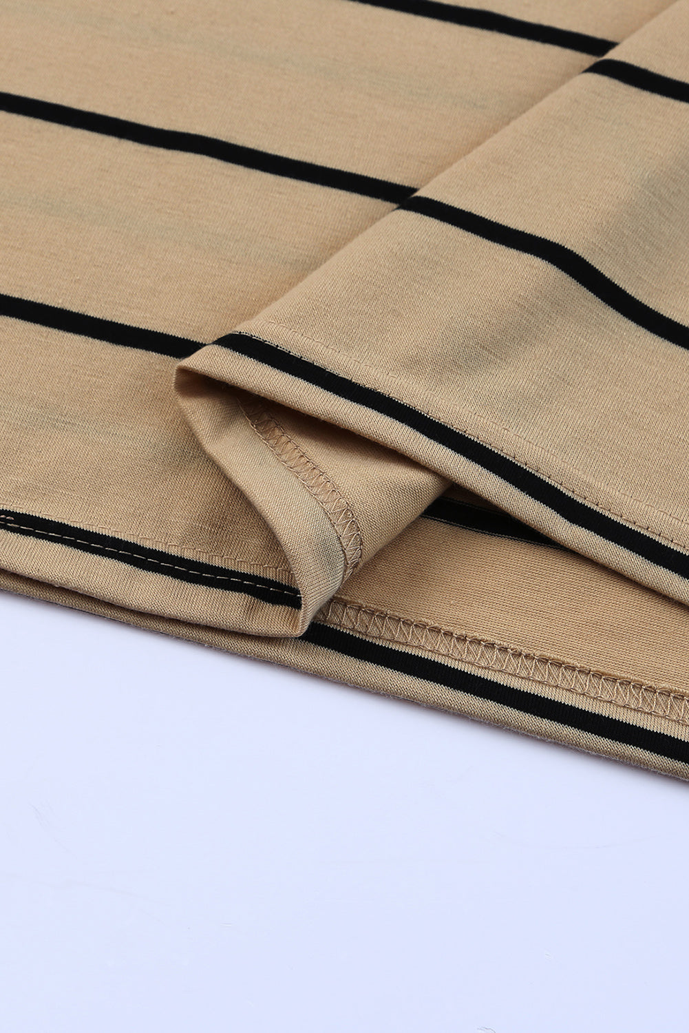 Brown Striped Backless Casual Side Slits Maxi Dress