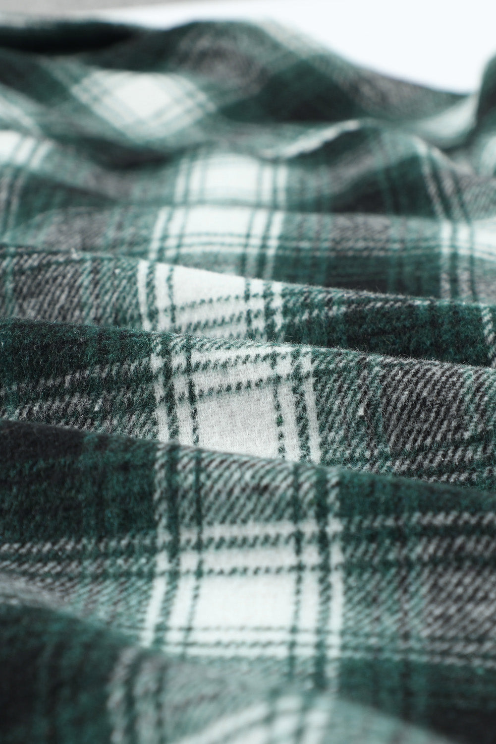 Black Button Up Collared Plaid Shacket