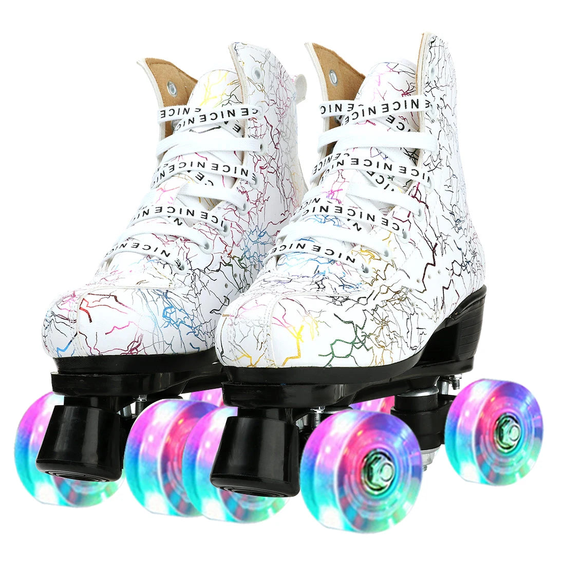 Wavy PU Quads Roller Skate Shoes