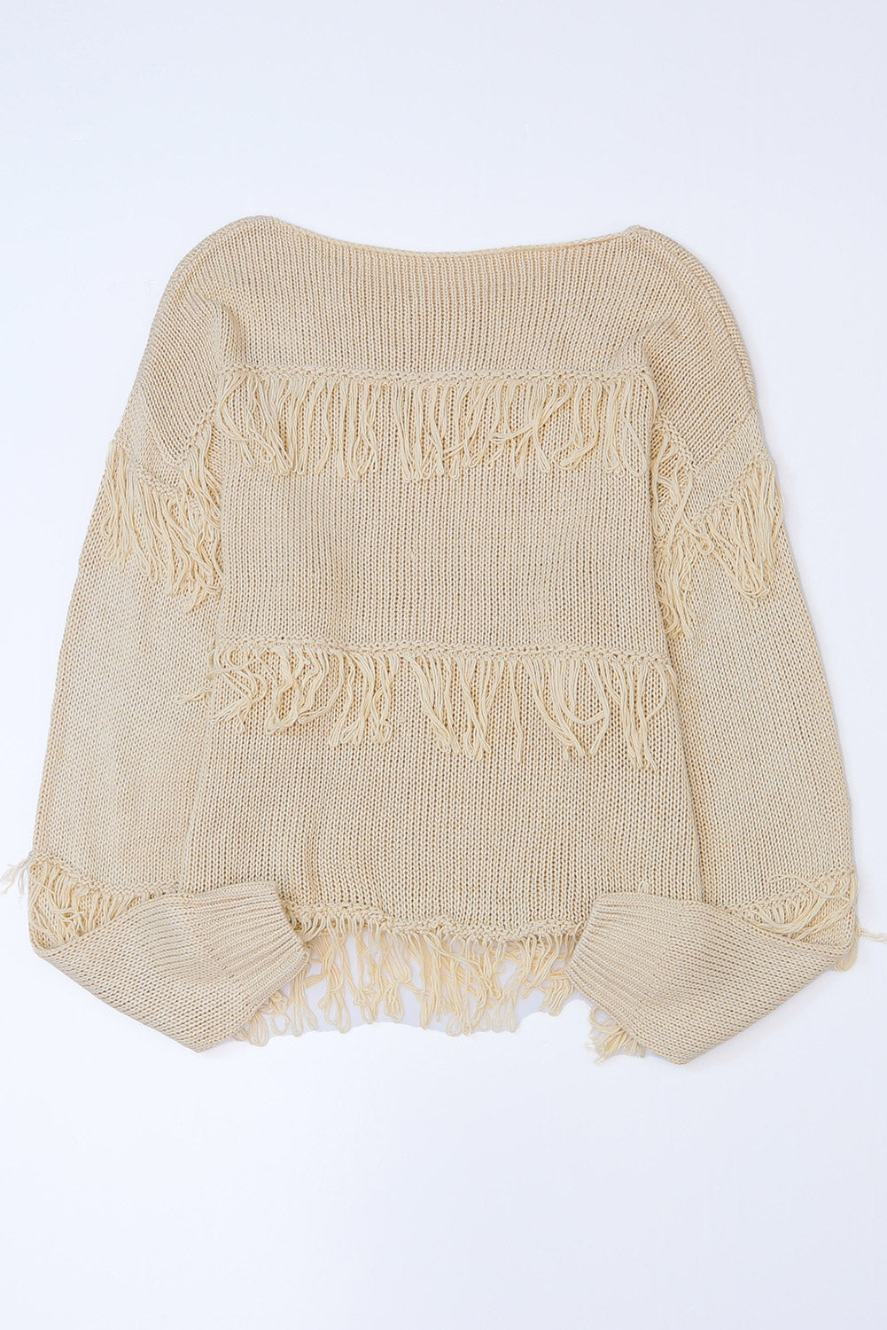 Green Boho Fringe Tasseled Knitted Sweater
