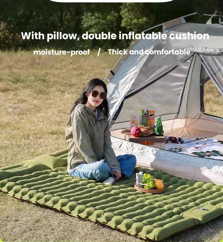 Inflatable Outdoor Mattress with Built-in Pillow Pump 200x140cm