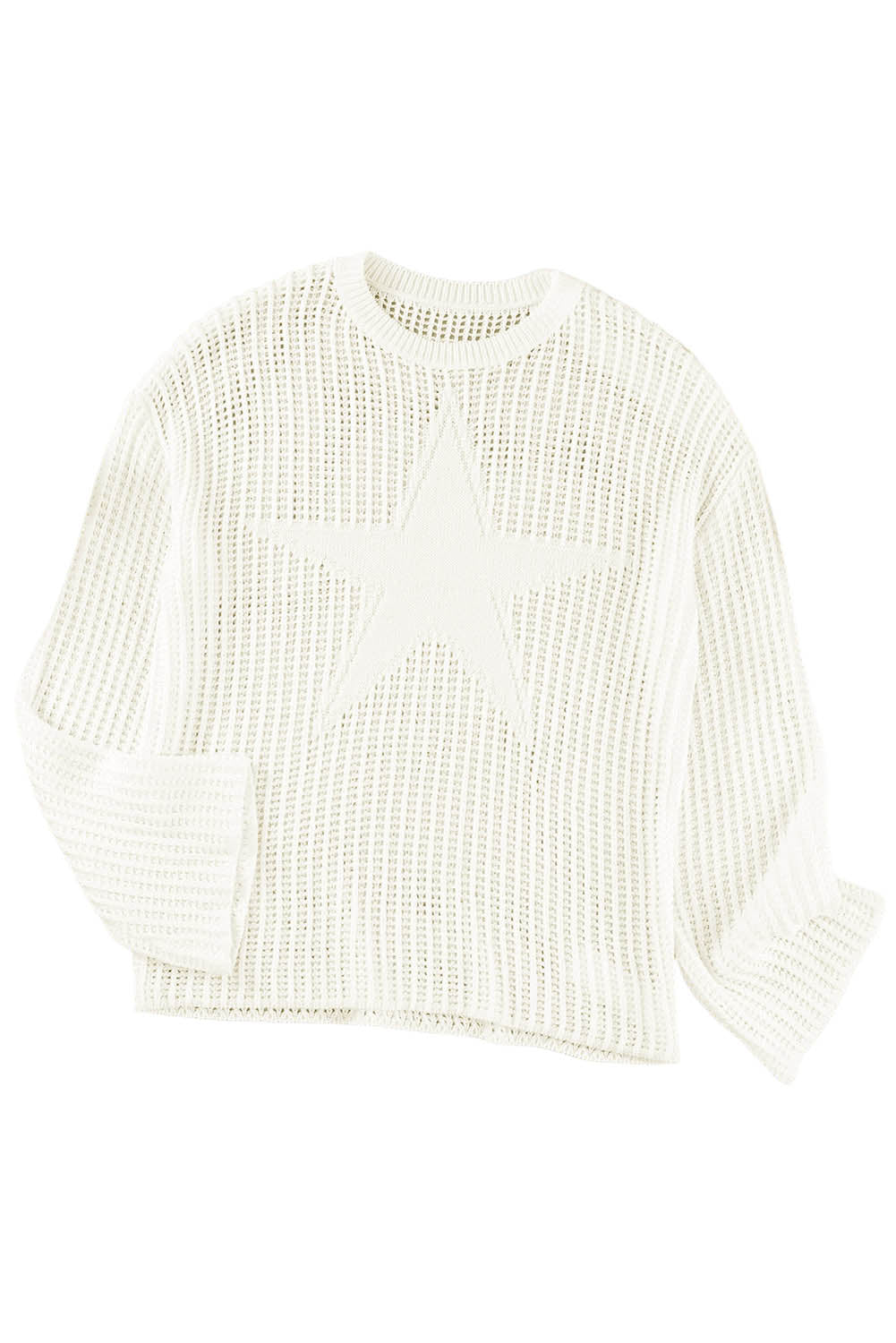 Black Star Pattern Lightweight Hollow Knit Sweater