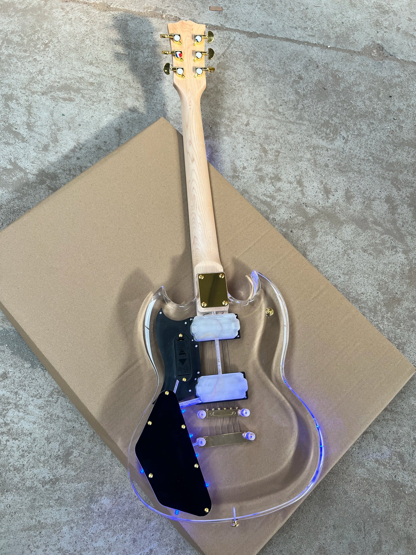 Acrylic Plexiglass Clear 6-string Electric Guitar Blue