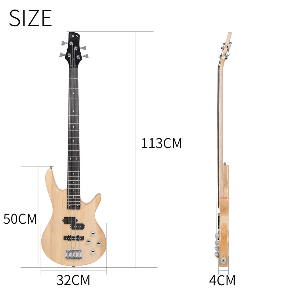 Electric Bass 4 Strings Guitar, 24 Frets Solid Wood Fingerboard