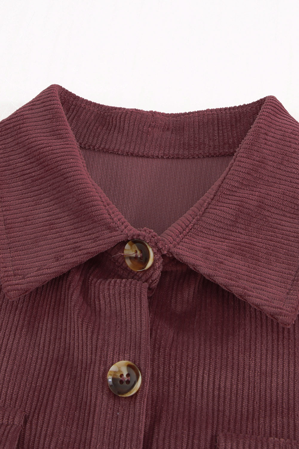 Pocketed Button Ribbed Textured Shacket