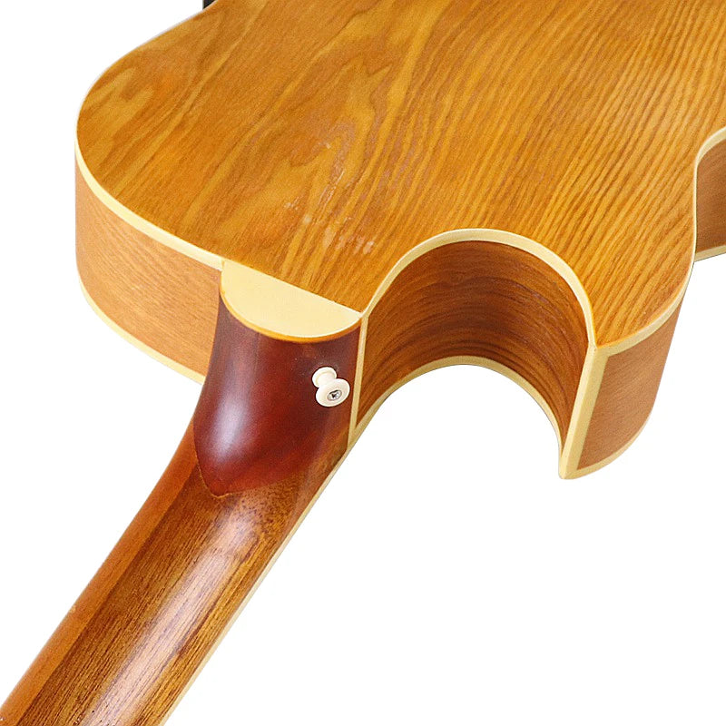 5 string Fretless Electric Acoustic Bass Guitar 43 inch Matte Finish Electric Folk Bass Guitar With EQ Ashwood Body Yellow