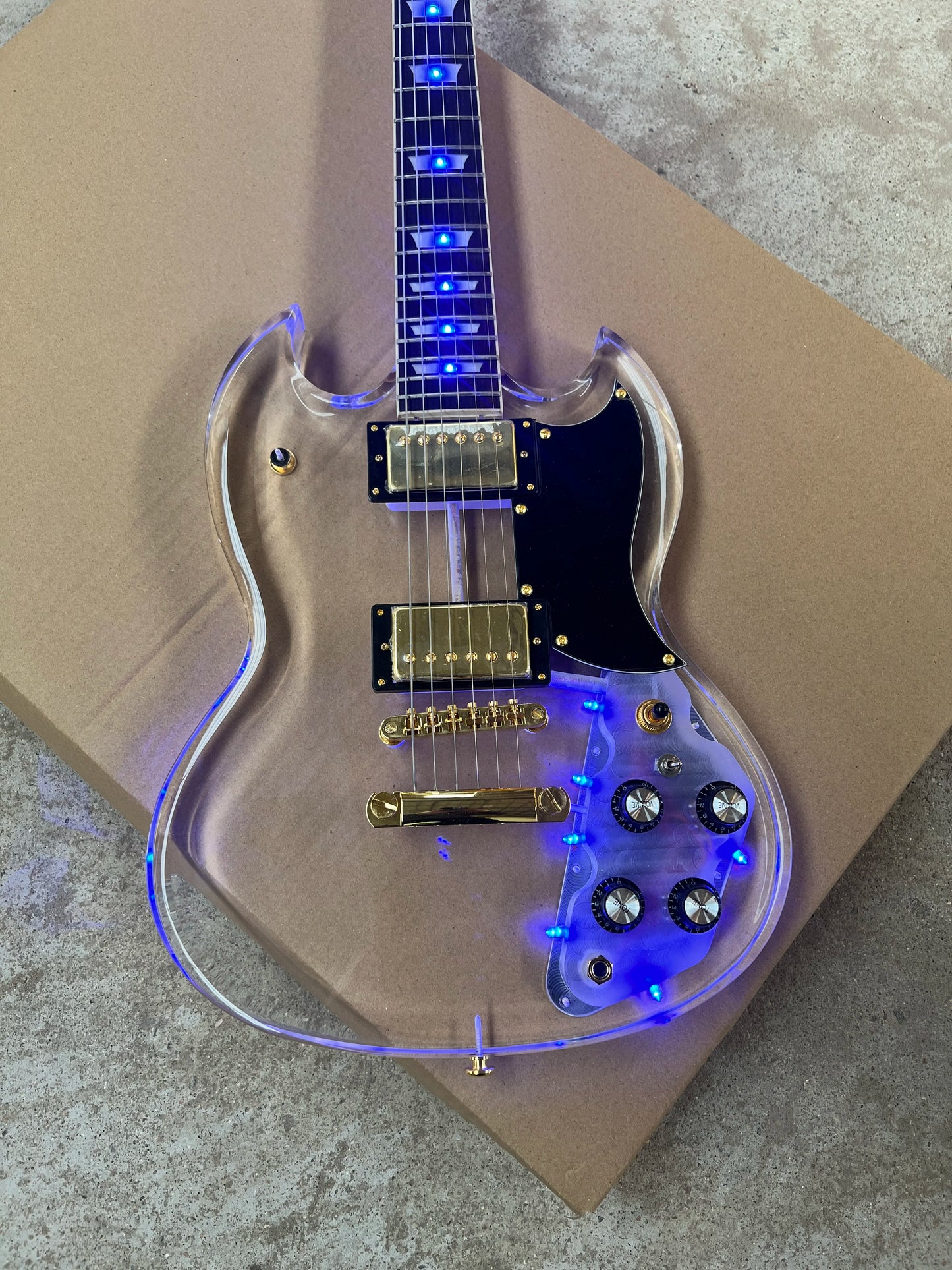 Acrylic Plexiglass Clear 6-string Electric Guitar Blue