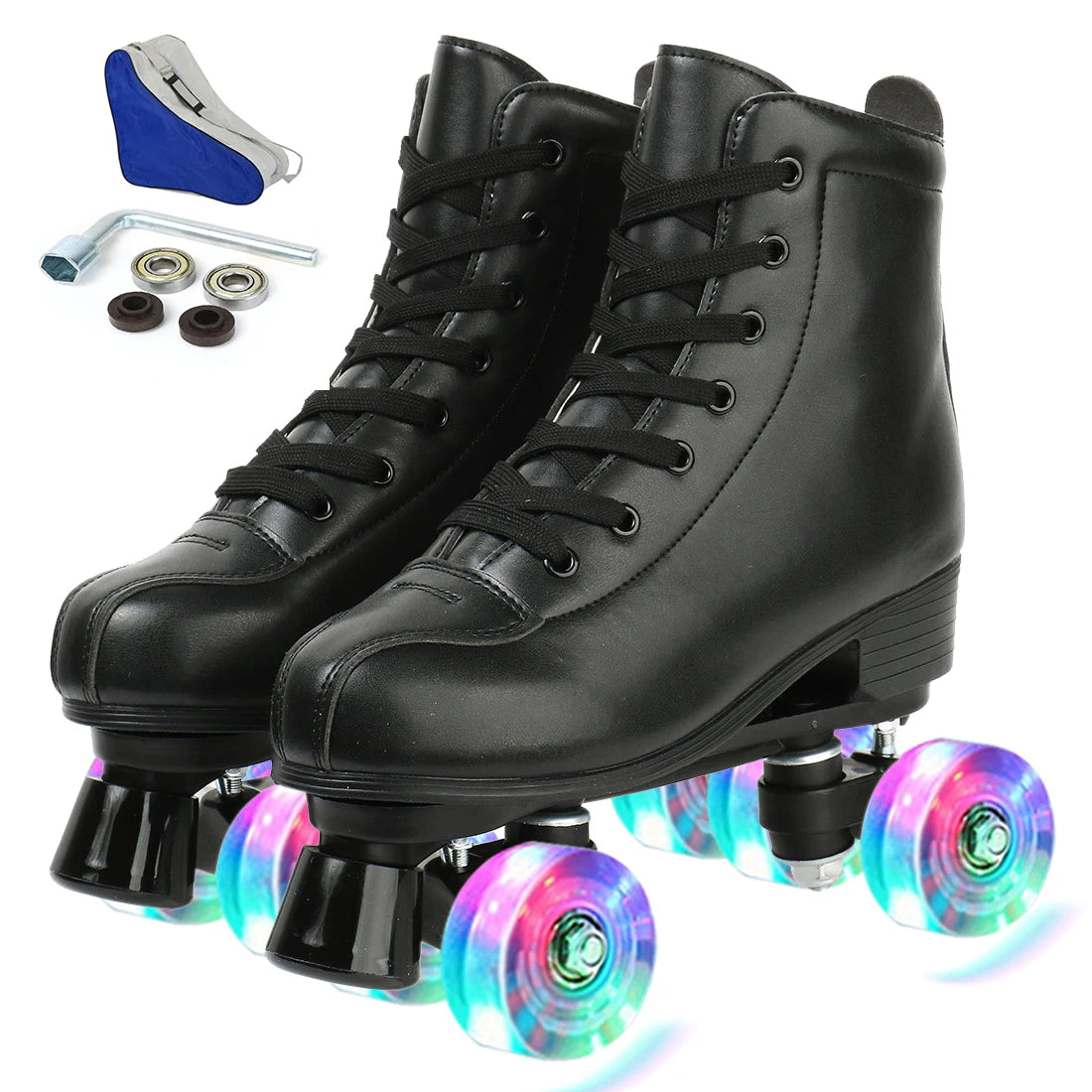 Beginner Indoor/Outdoor PU Leather Quad Roller Skates