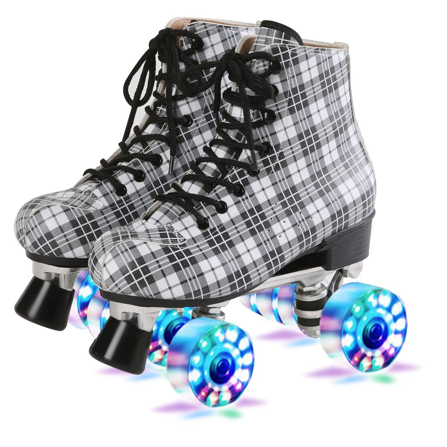 Flannel Pattern Aluminum Alloy Sole Quad Skates