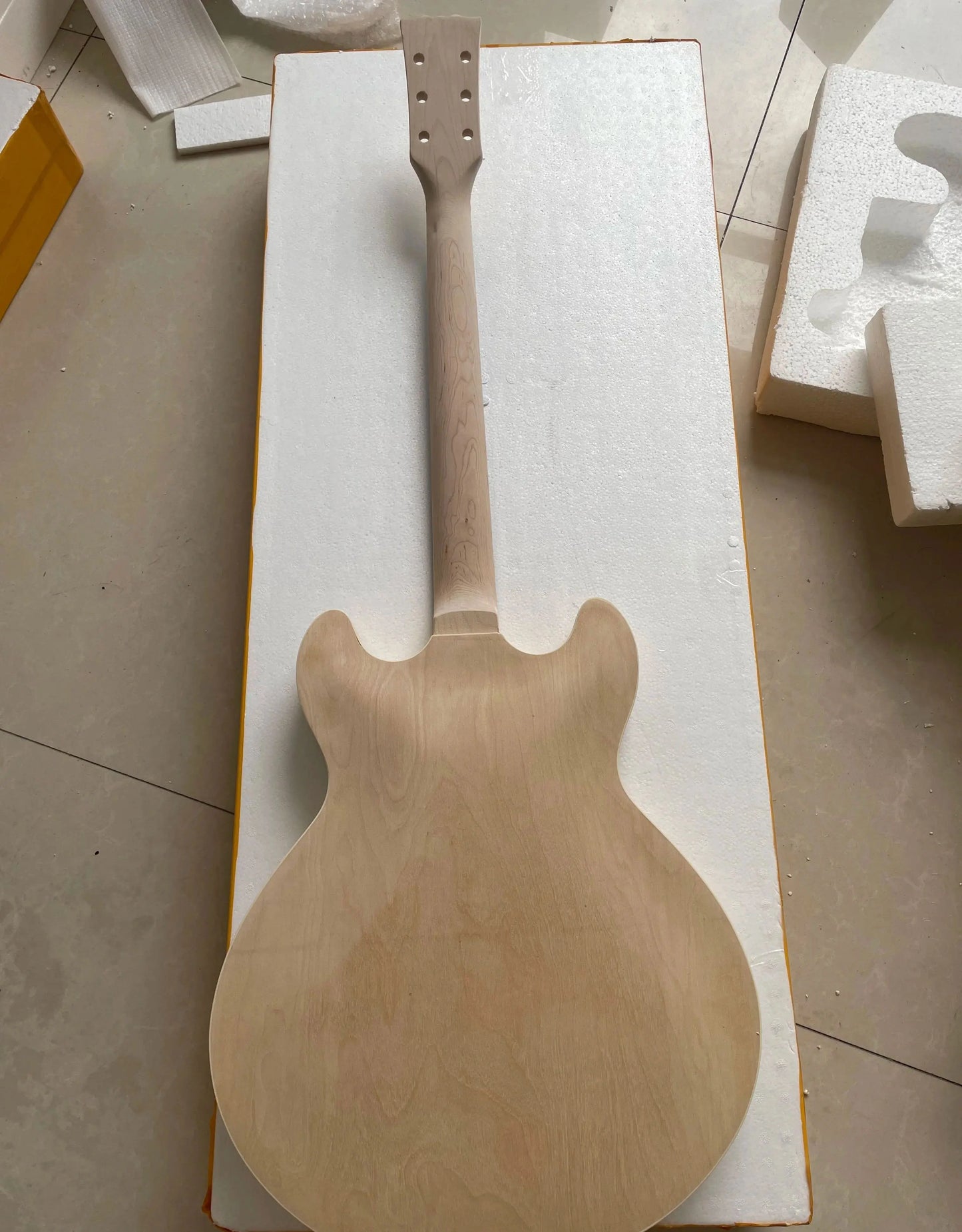 Unfinished Semi Hollow Body Electric Guitar Kit