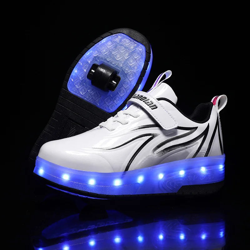 Children's 2 Wheel Led Light Roller Skate Shoes (heelys)