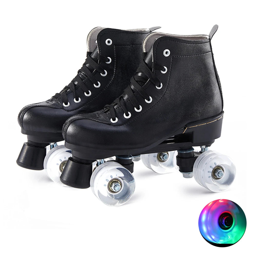 PU Leather Roller Skates, Elegant Red