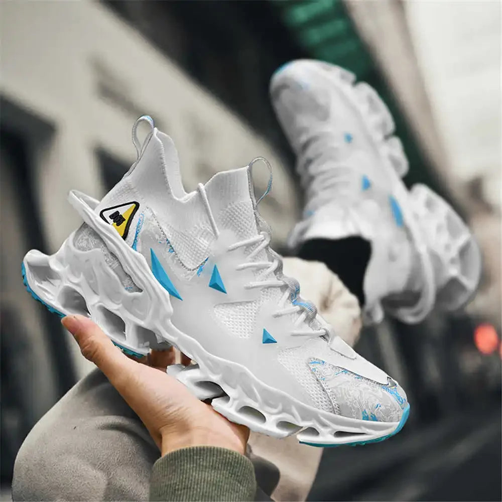 Men's Casual Blue Sneaker Boots With Pattern Platform