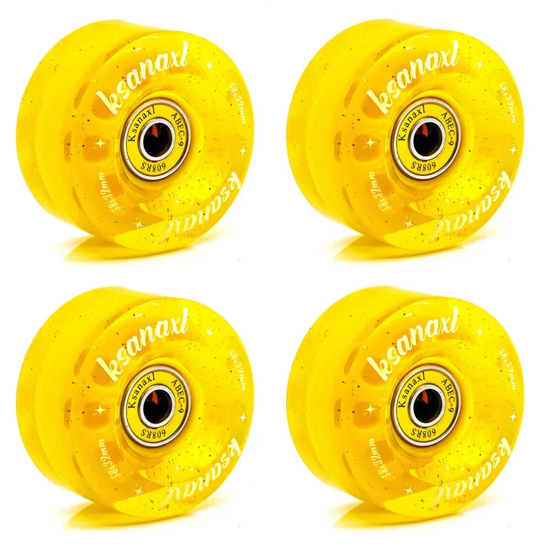 58mm x032mm 82A Pack Roller Skate Wheels with Bearings (Quad Skates and Skateboard) - 4 Pack