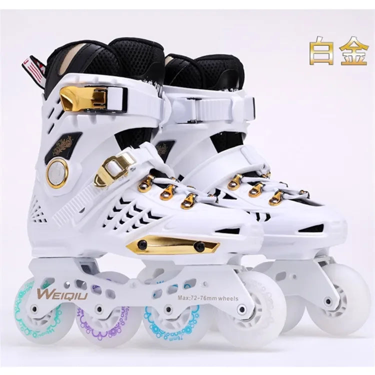 Outdoor Flat 4 Wheel Inline Free Skate Roller Blades - Aluminum Trucks & PU Wheels