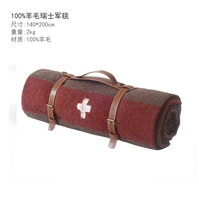 Wool Blanket for Hiking and Mountaineering, Warm and Cold Proof, Swiss Military Edition