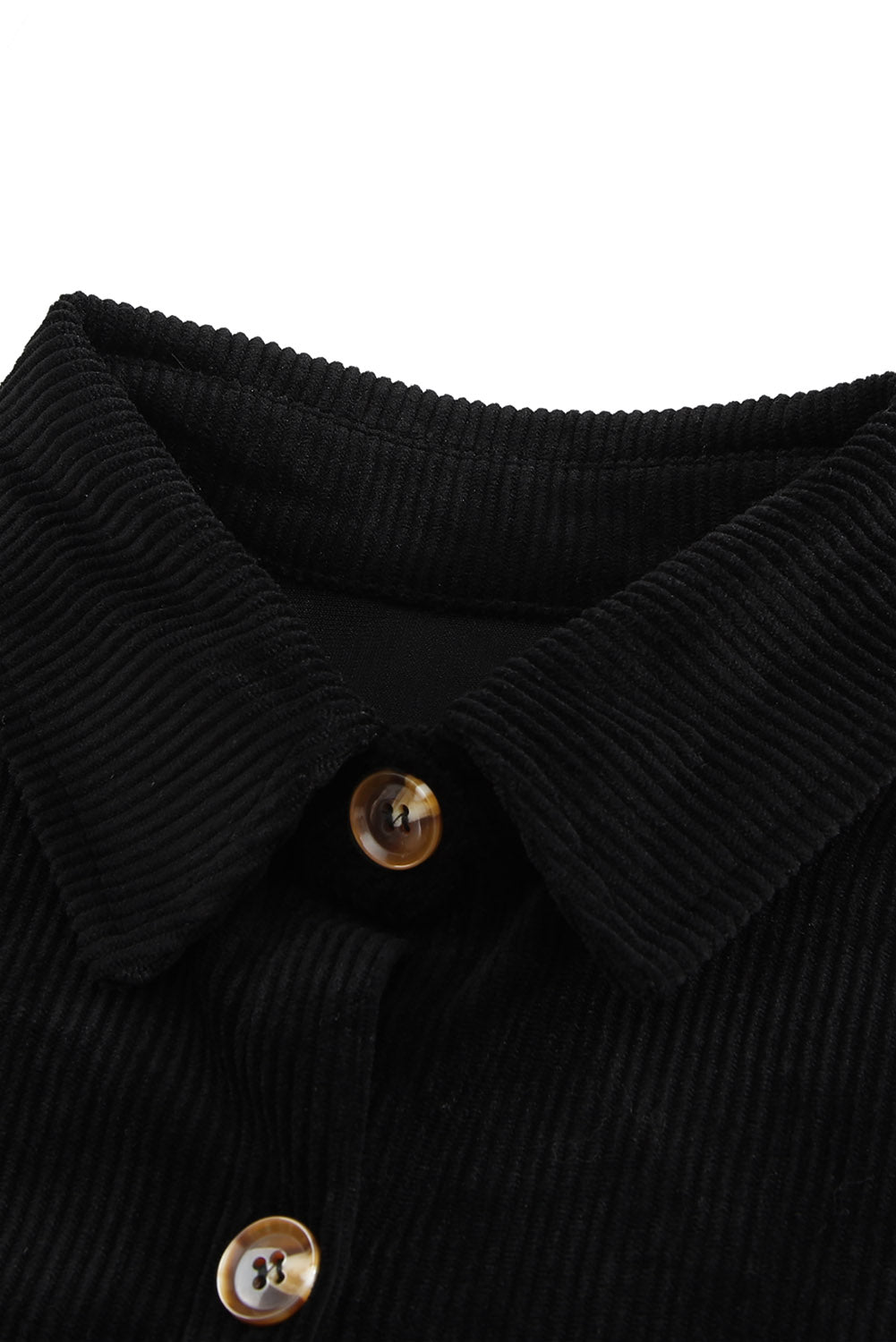 Pocketed Button Ribbed Textured Shacket