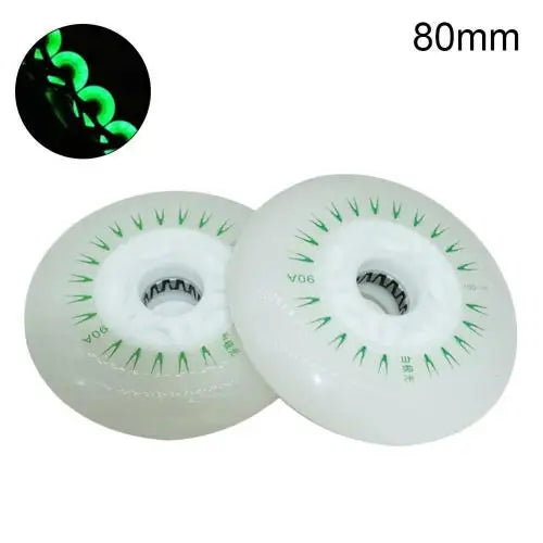 Outdoor LED In-line Speed Skate Skating Light Flashing Roller Wheels (80/76/72mm) - 2Pcs