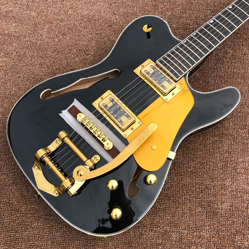 Hollow Body Electric Jazz Guitar with Gold Hardware
