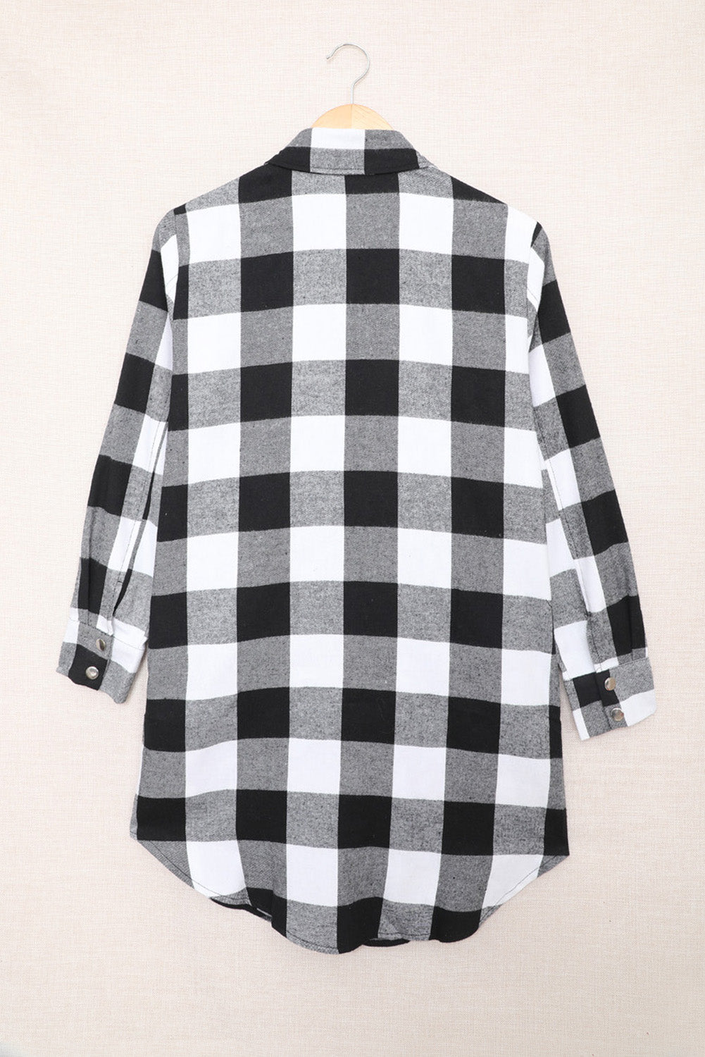 Red Plaid Collared Button Down Long Shirt Shacket