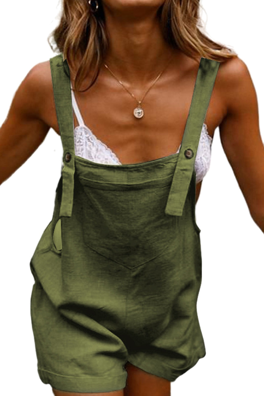 Black Solid Cotton And Linen Back Strap Romper