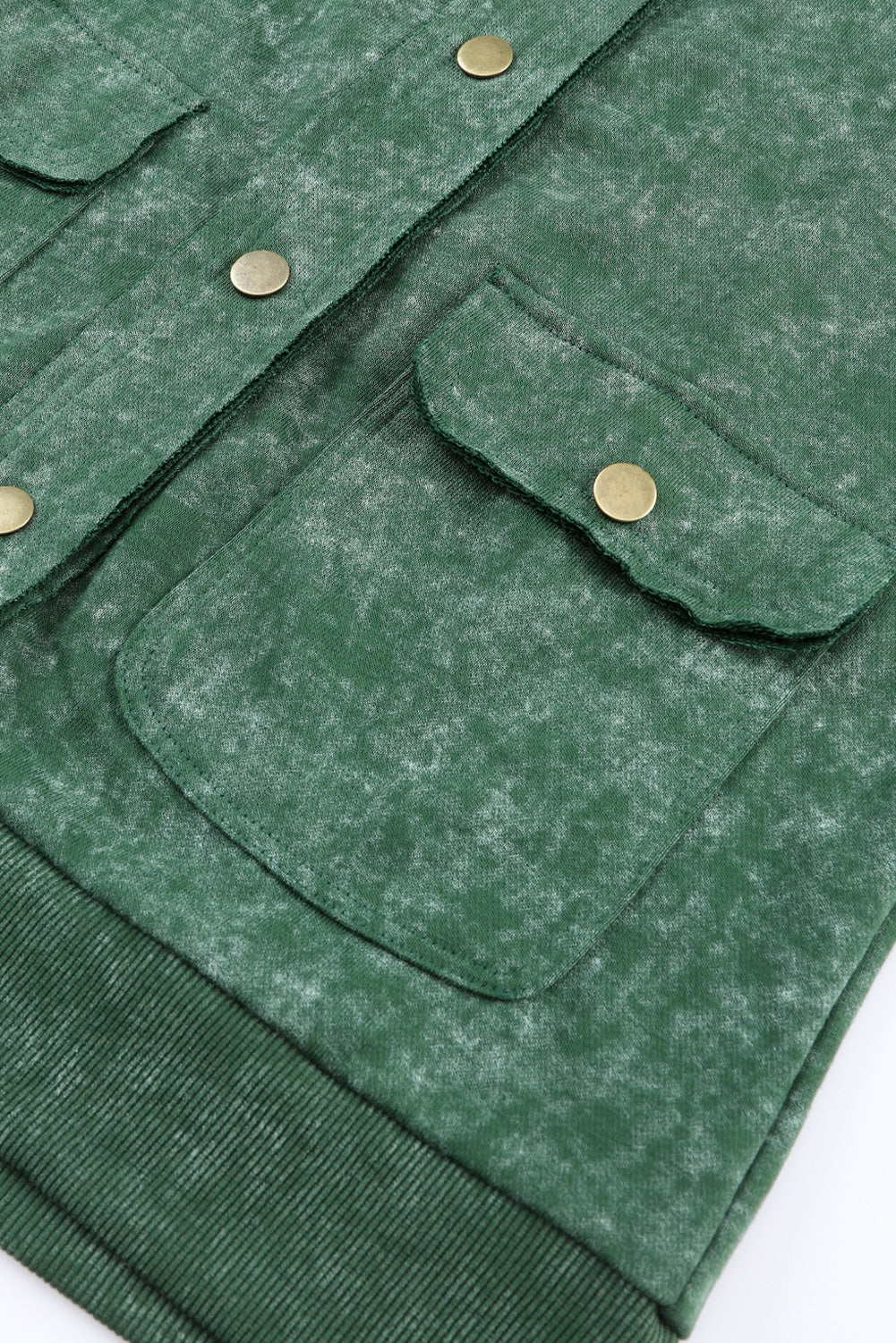 Gray Snap Button Casual Flap Pockets Washed Jacket