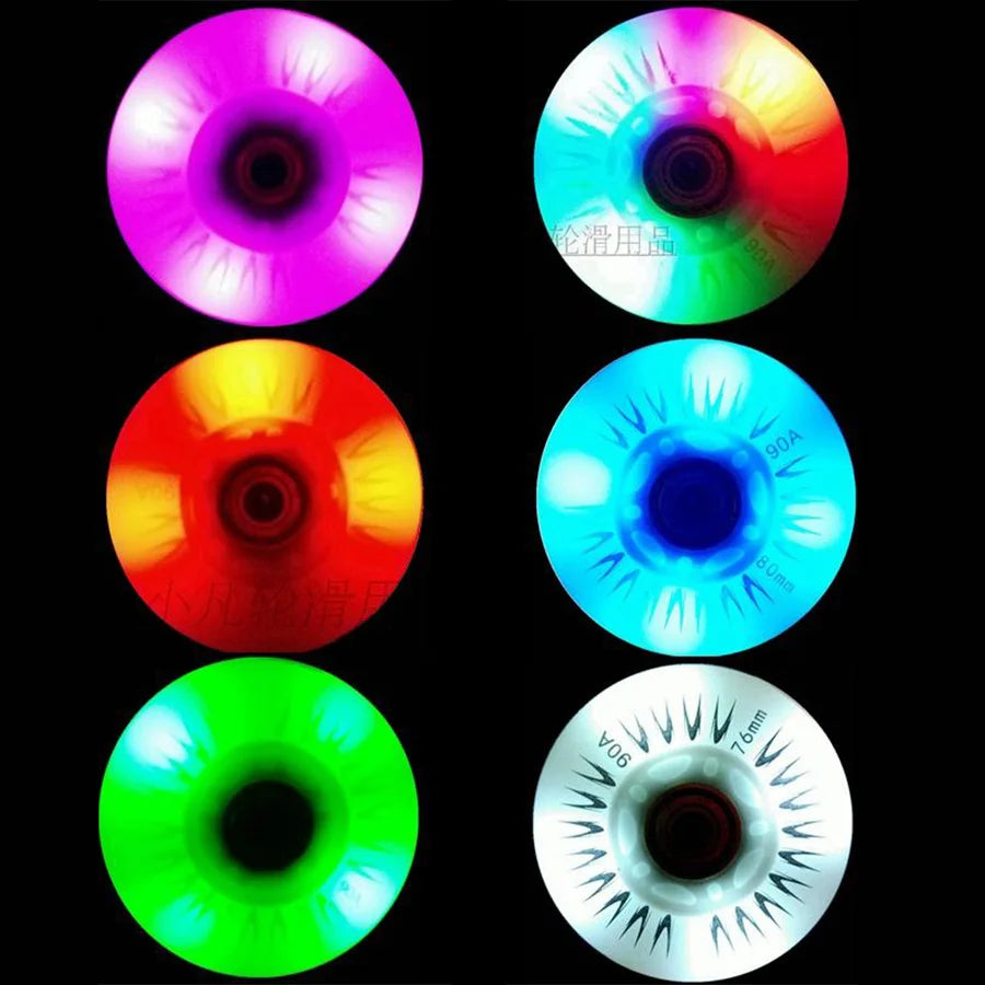 8PCS LED Flash 90A Inline Skate Wheels Lighting Skating Wheels (60 62 64 68 70 72 76 80mm)