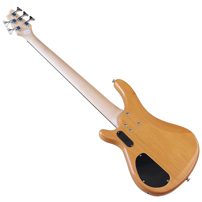 High Gloss Natural Electric Bass Guitar 5 String 43 Inch, Solid Bassood Body