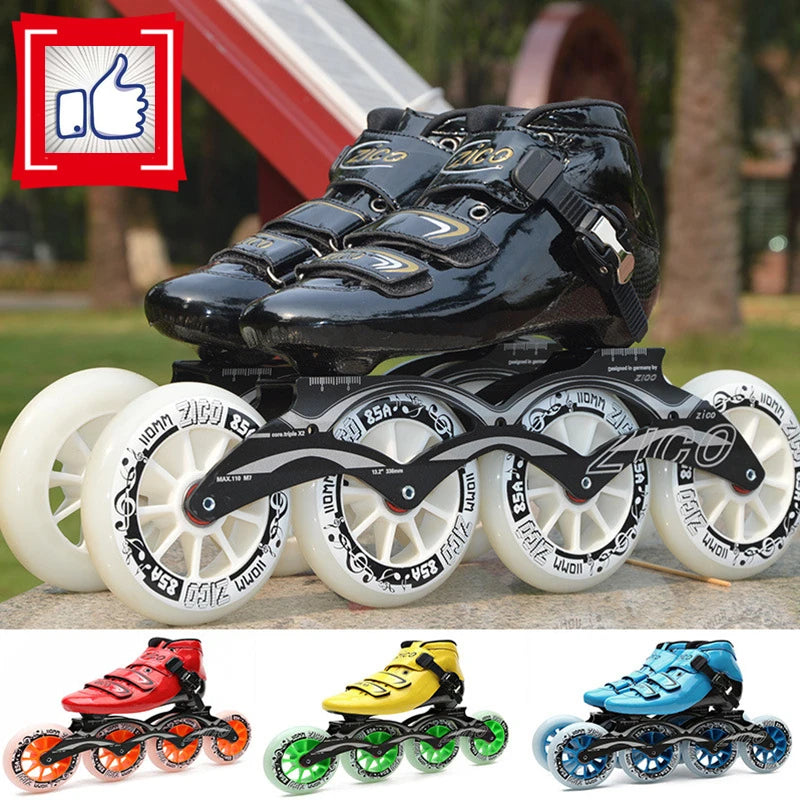 Advanced Carbon Fiber Inline Speed Skates - 7075 Alloy CNC Frame | 85A Durable PU 110mm 100mm 90mm Roller Wheels
