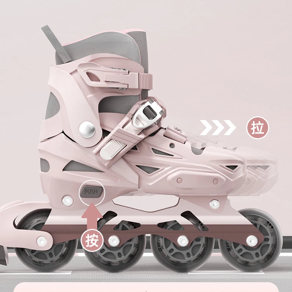 ABEC-7 Kids Inline Roller Skate Shoes Flashing 4 Wheels Skates Boys Girls Beginner Adult Outdoor Skating Sneaker Adjustable Size