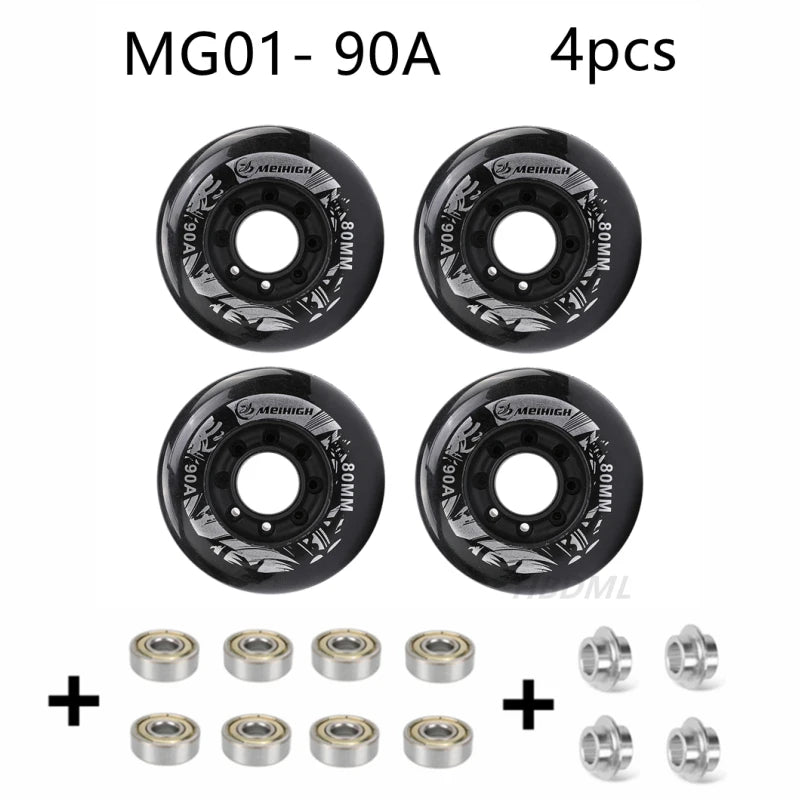 Fancy PU Inline Roller Skate Wheels (62/64/68/70/72/76/80mm) with Wear-Resistant Bearing(83A/85A/90A/93A)