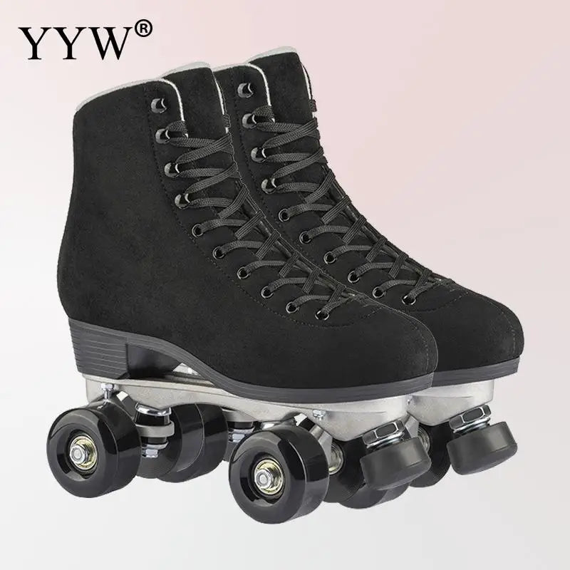 Women's Retro Solid Color Quad Roller Skates
