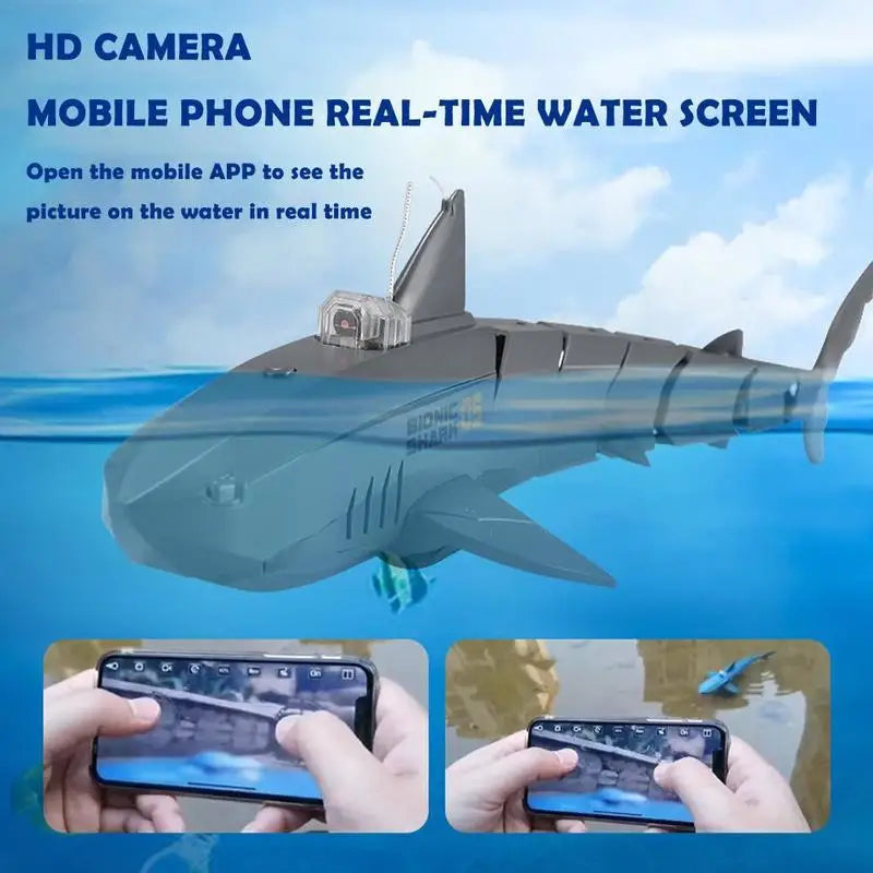 Children's RC Submarine Underwater Boat With 480p Camera - Shark