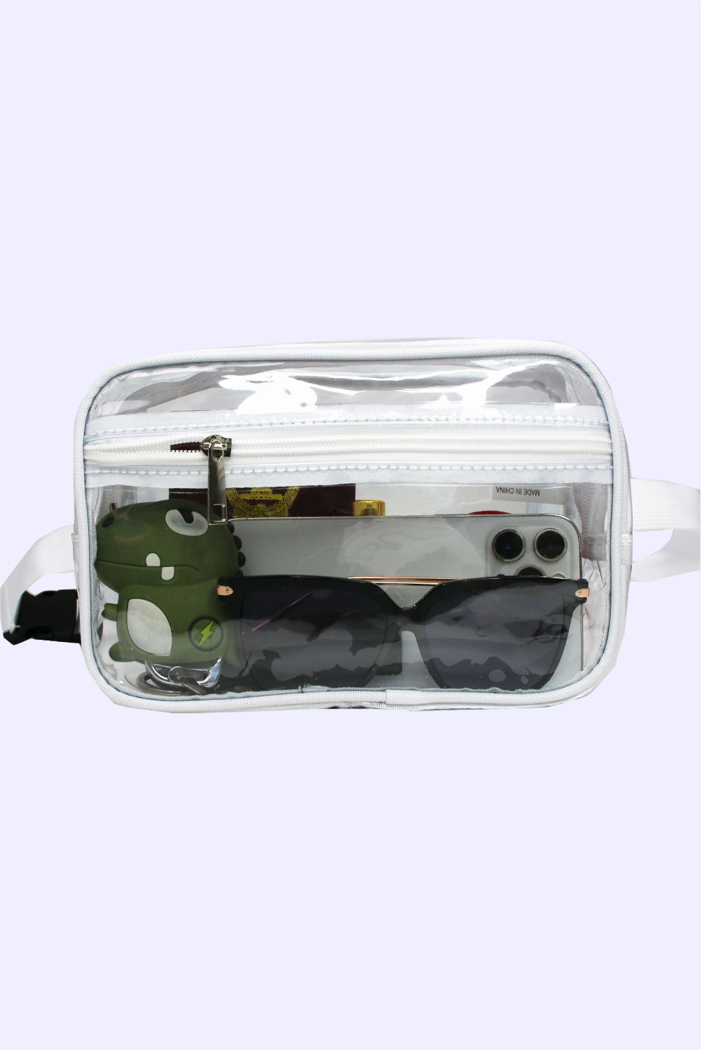 Sky Blue Clear PVC Adjustable Strap Crossbody Bag