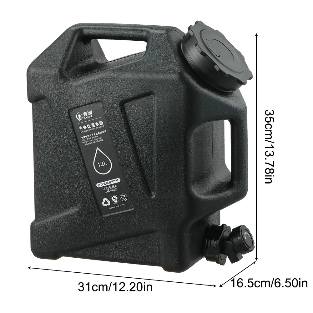 3.2 Gallon/12L Camping Water Container with Spigot BPA Free Car Water Carrier Tank Large Capacity Truly No Leakage Multifunction