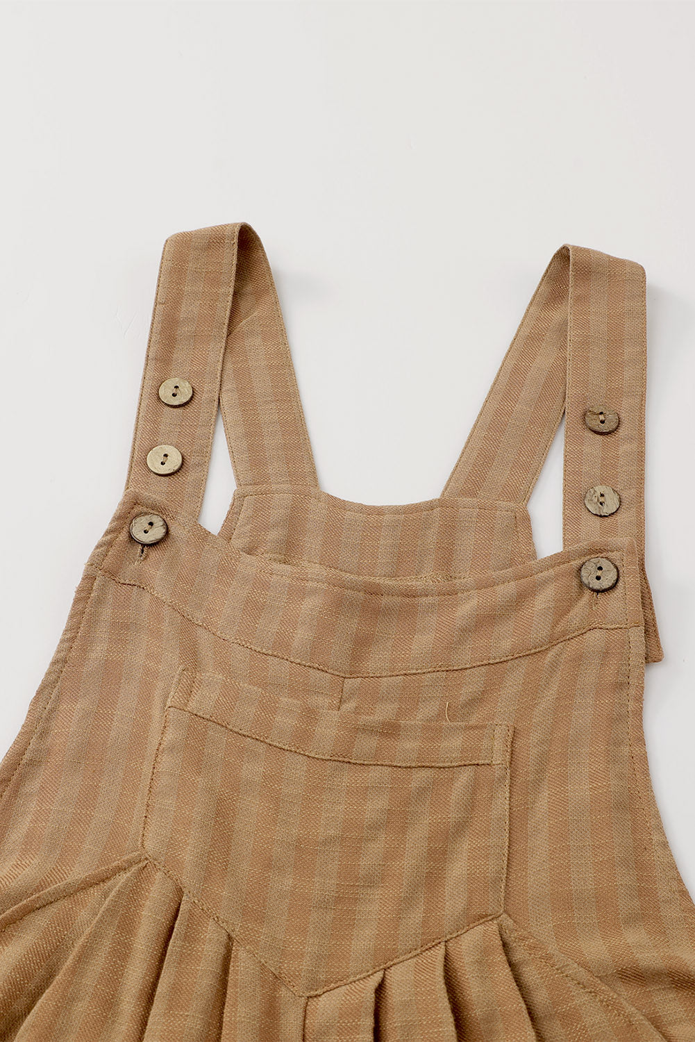 Brown Striped Pleated Pockets Wide Leg Jumpsuit
