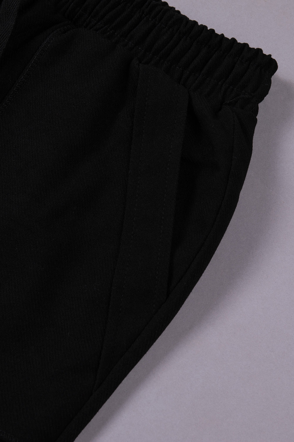 Black Casual Elastic Waist Drawstring Jogger Pants