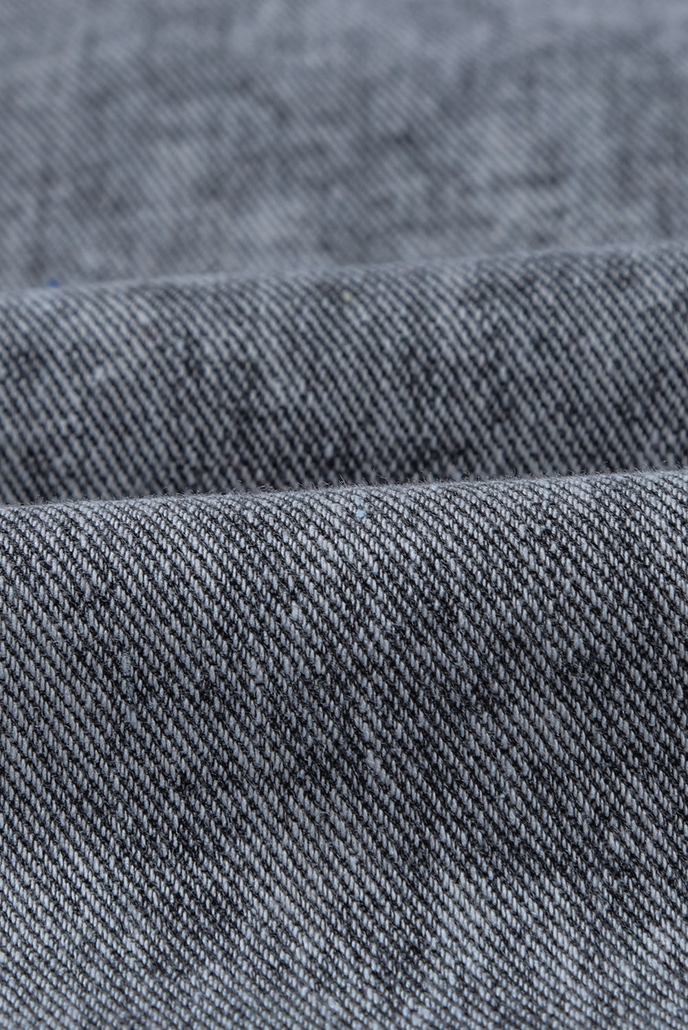 Grey Distressed Buttons Washed Denim Jacket