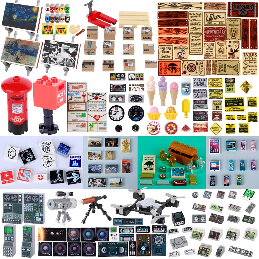Miniature recreational block toy pieces