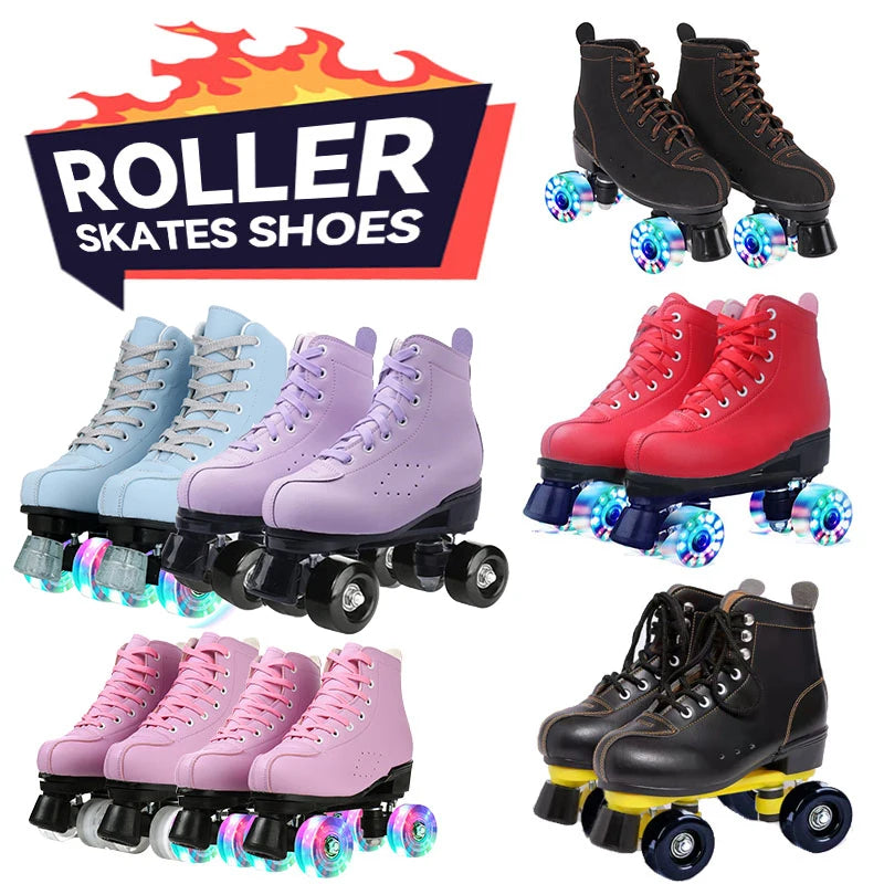 Beginner Quad Skates with Microfiber Leather Shoes