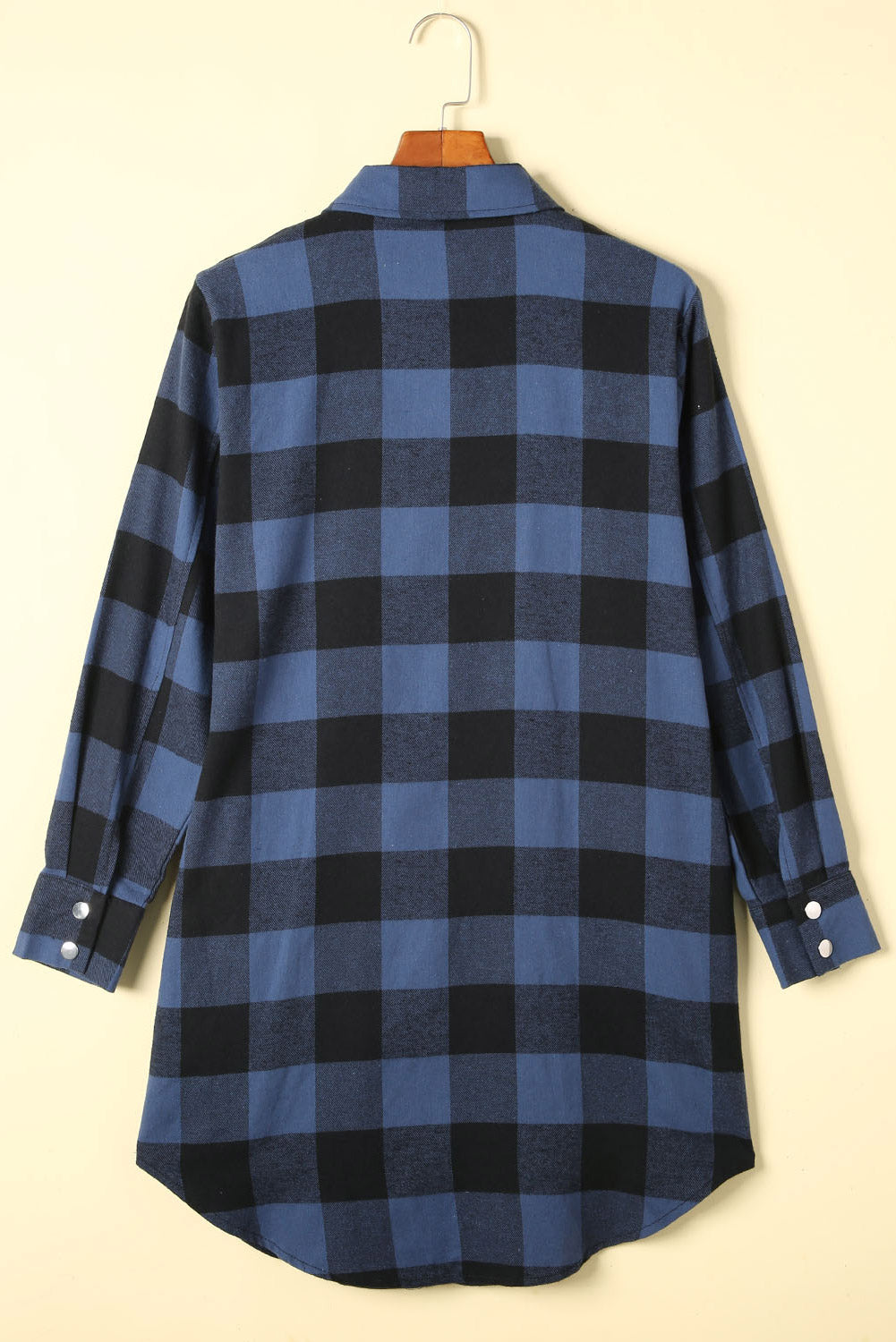 Red Plaid Collared Button Down Long Shirt Shacket