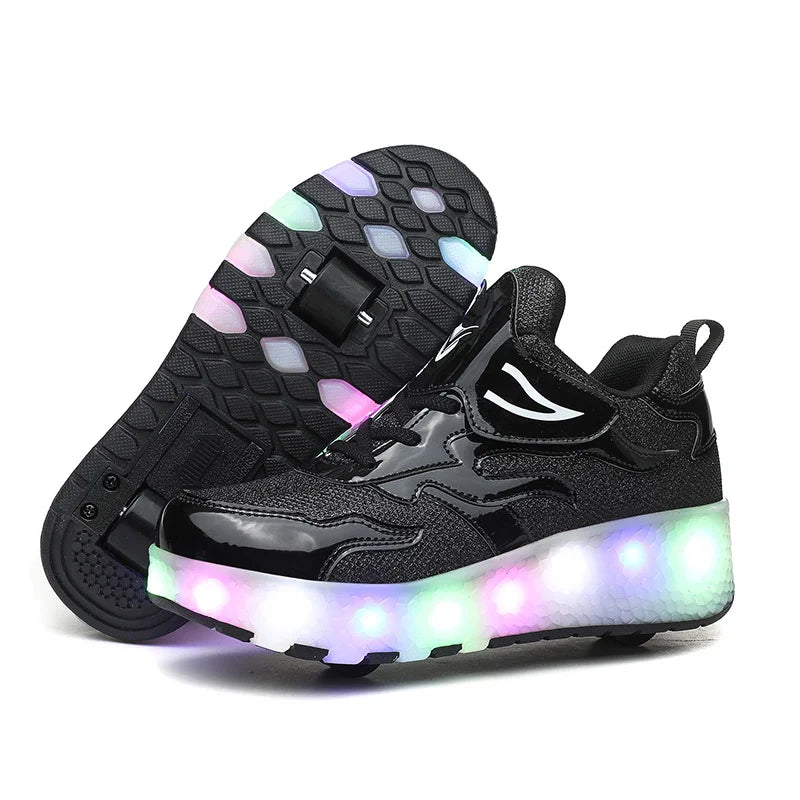 Kids Outdoor Detachable 2 Wheels LED Flashing Skate Shoes (Heelys)