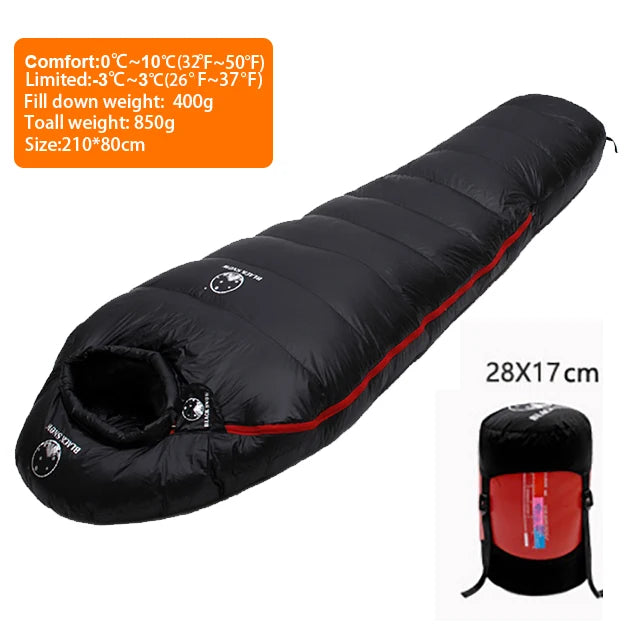 White Goose Down Filled Adult Mummy Style Sleeping Bag Fit for Winter