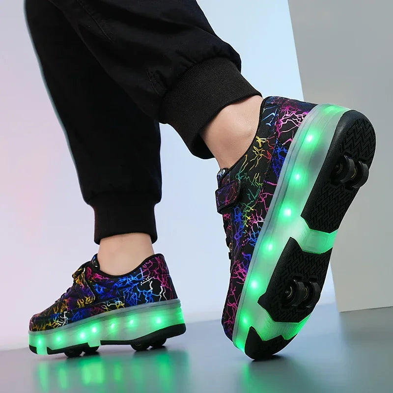 Men's Detachable LED Skates Shoes (Neon Thunder)