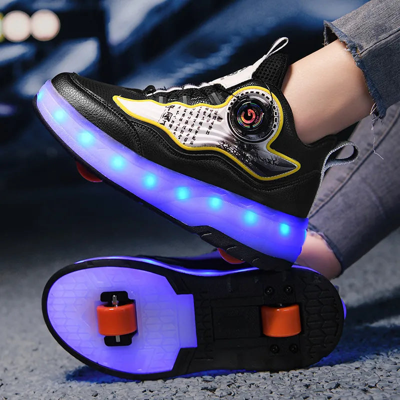 Children's Fashionable Roller Skates Detachable 4-Wheel Dual-Purpose Skate Shoes (Heelys)